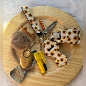 Sunflower with white safety Keychain